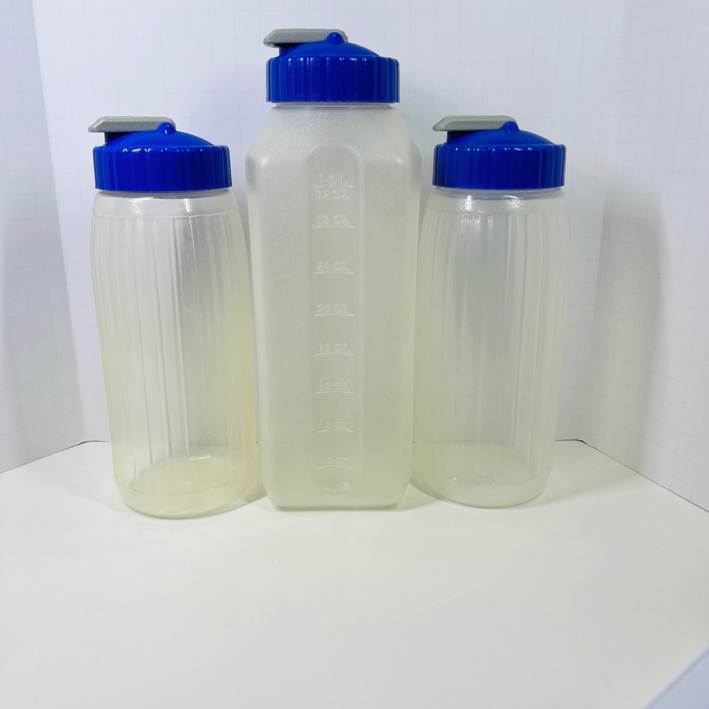 Rubbermaid Vintage Water Bottle Juice Carafe Set 32oz 20oz Purple Lids 3pc